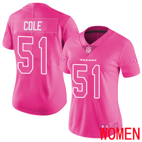 Houston Texans Limited Pink Women Dylan Cole Jersey NFL Football #51 Rush Fashion